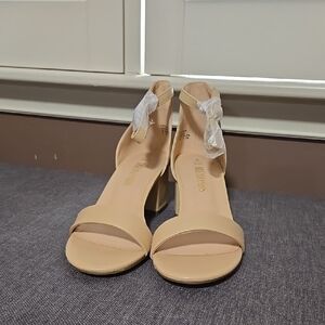 Elegant Beige Block Heel Sandals